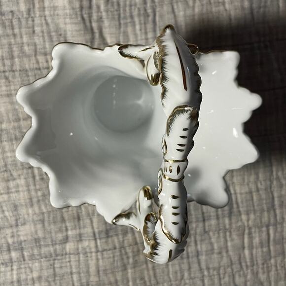 Vintage Vase - Ornate Handle - Yellow Floral - Scalloped Rim - Hand-Painted -EUC - Picture 9 of 13